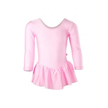 Body de dans copii  maneci lungi - volane - poliamida/elastan - confortabil - roz