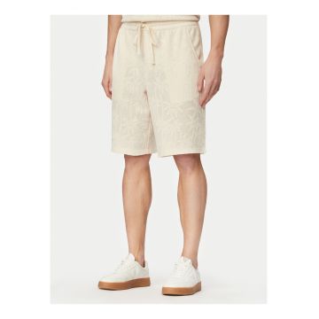 Pantaloni scurti sport Barbati -  crem - bumbac si poliester - croiala regular fit