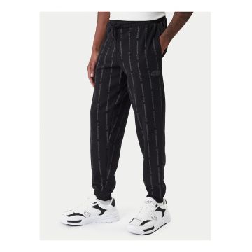 Pantaloni sport barbati -  negru - bumbac si poliester - croiala dreapta - mansete elastice -