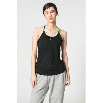 Top cu spate decupat si tehnologie Dri-Fit pentru fitness - Negru