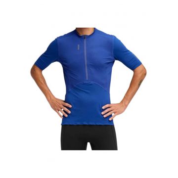 Tricou barbati  Skybreeze Short Sleeve Zip FW 2025 - Albastru