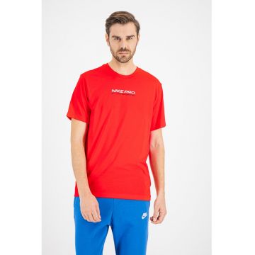 Tricou cu imprimeu logo si tehnologie Dri Fit pentru fitness - Rosu