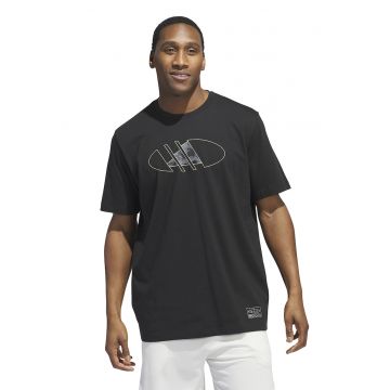 Tricou de bumbac cu logo - pentru baschet - Negru stins
