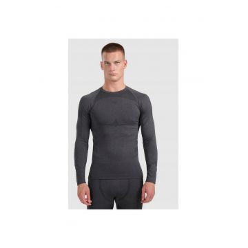 Bluza sport barbati -  lenjerie termica fara cusaturi - negru - poliester - Gri