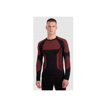 Bluza sport barbati -  termoactiva - fara cusaturi - rosu/negru - poliester - Rosu/Negru