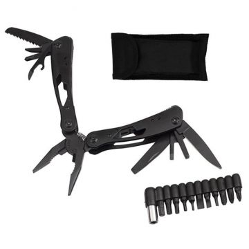 Cleste multifunctional DEPOX , Outdoor Specialist, otel inoxidabil, 20 functii, 22 cm, negru, husa inclusa