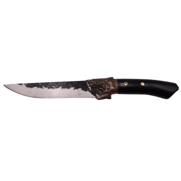 Cutit de vanatoare DEPOX , Dragon Breath, otel inoxidabil, maner lemn, 33.5 cm, negru