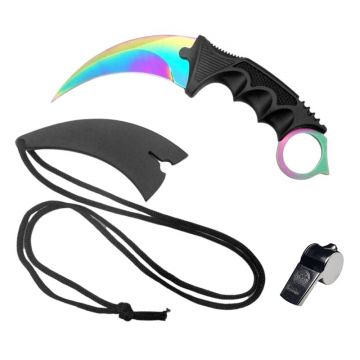 Cutit tip karambit DEPOX , Fade Counter, cu teaca si snur, fluier salvare cadou