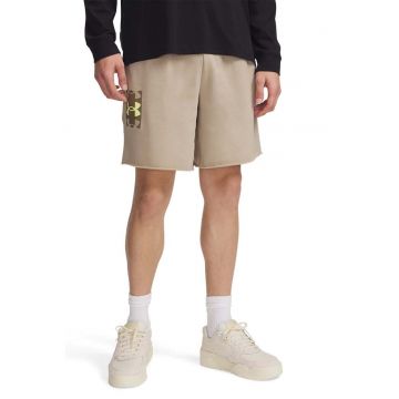 Pantaloni scurti din amestec de bumbac cu snur in talie - Bej