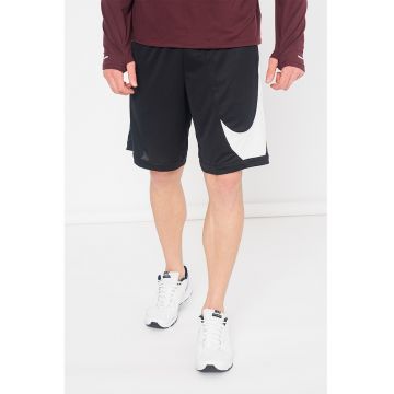 Pantaloni scurti lejeri cu tehnologie Dri fit si imprimeu logo supradimensionat pentru baschet - Negru