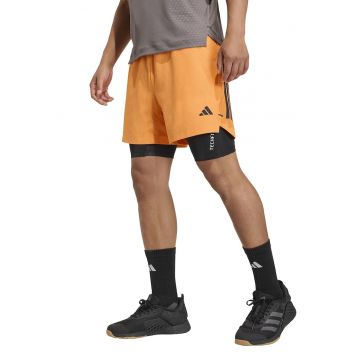 Pantaloni scurti regular fit cu buzunare cu fermoar pentru fitness D4T - Negru/Portocaliu