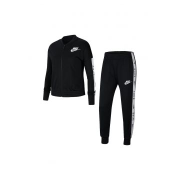 Trening cu segmente contrastante cu logo si fermoar - 654877 - Negru