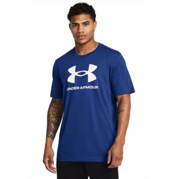 Tricou lejer cu imprimeu logo - Alb/Albastru inchis